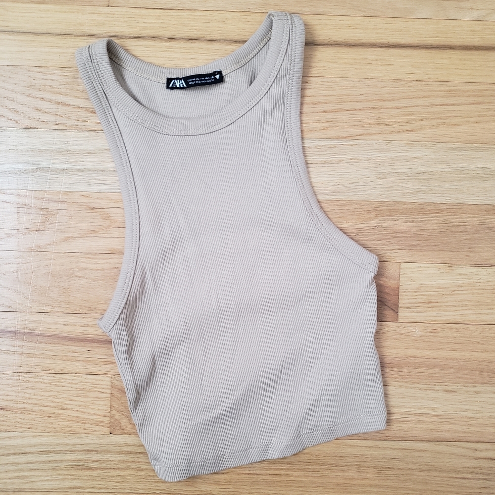 Zara Ribbed Cropped Top - Picture 1 of 4